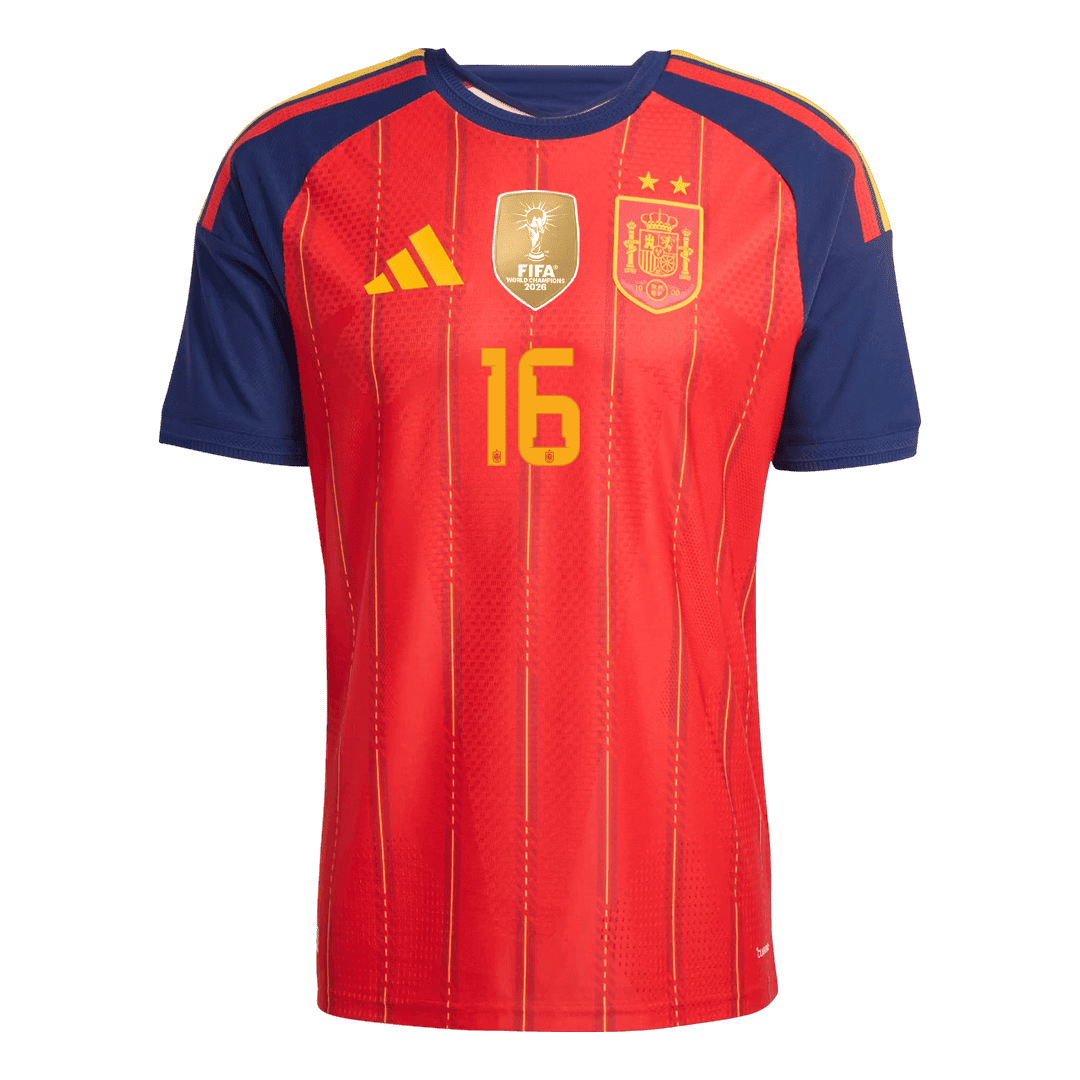 RODRIGO #16 Spania Hjemmespillerversjon Jersey World Cup 2026 - Champion
