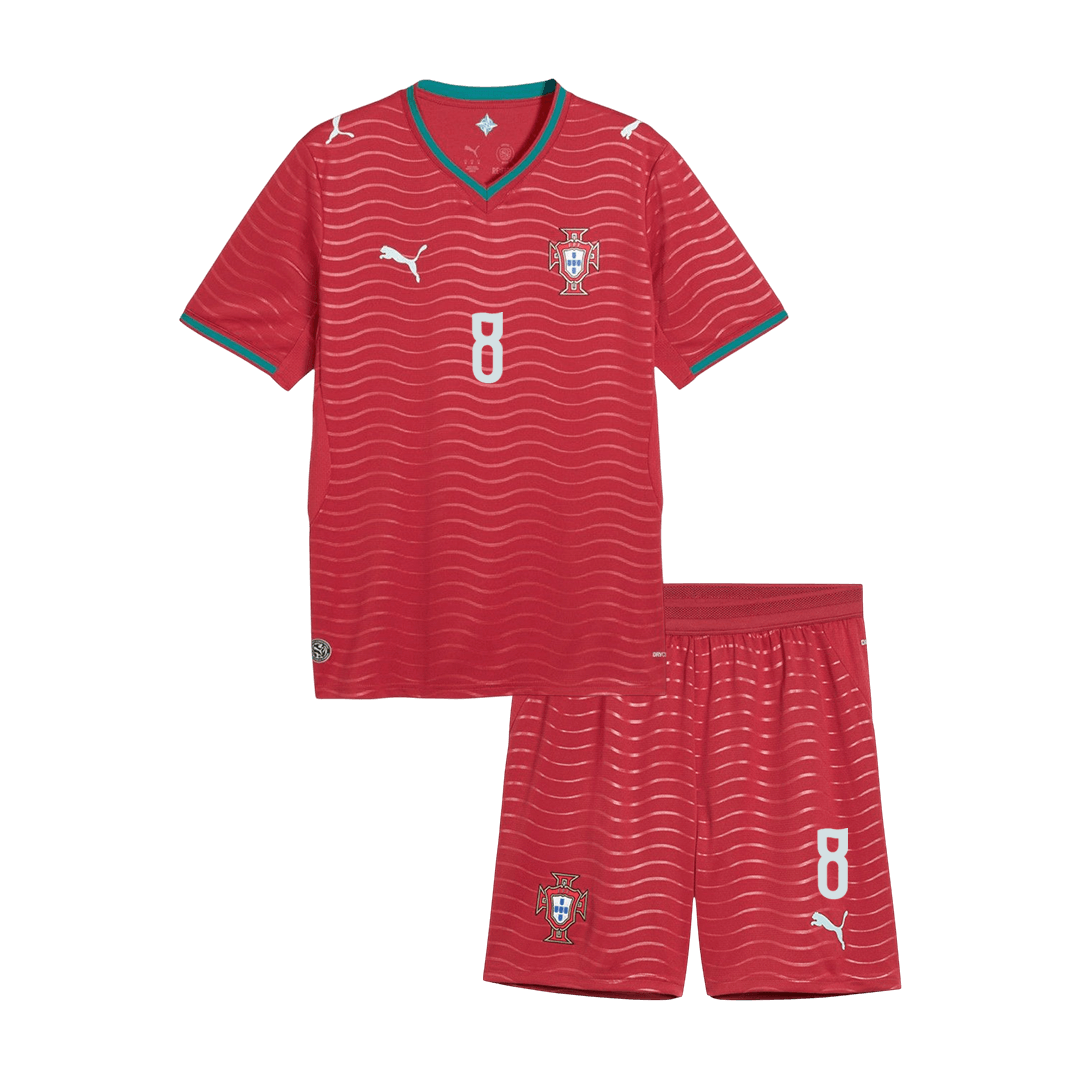 B. FERNANDES #8 Portugal hjemme-VM fotballdrakter for barn 2026