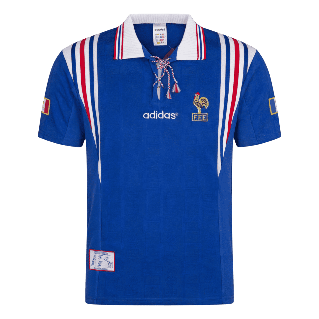 Retro-trøye Zidane #10 Frankrike hjemme-EM 1996