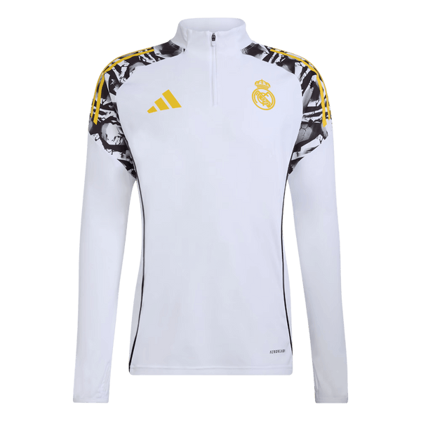 Real Madrid 1/4 vetoketjullinen verryttelypuku 2025/26, valkoinen