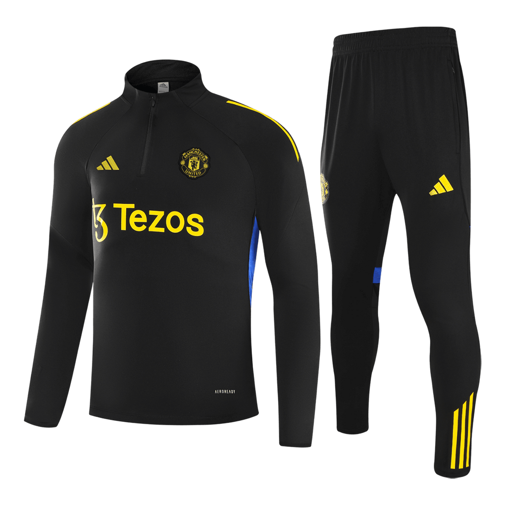 Manchester United 1/4 vetoketjullinen verryttelypuku 2025/26 Musta