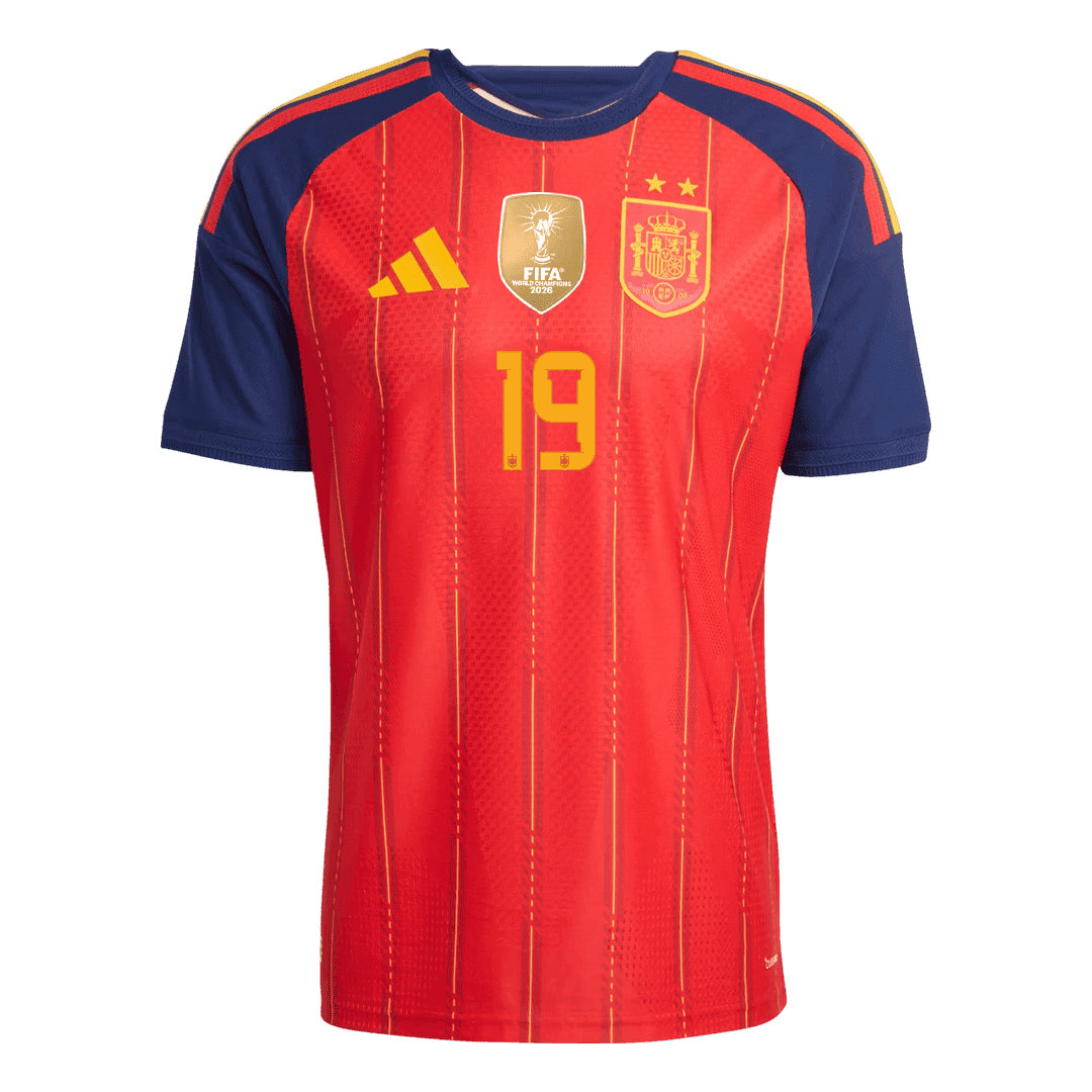 LAMINE YAMAL #19 Spania Hjemmespillerversjon Jersey World Cup 2026 - Champion