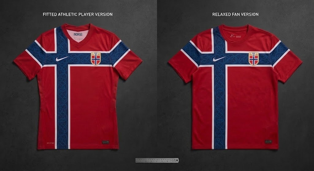Størrelsesguide for Norges drakt: Forklaring av spillerversjon vs. fanversjon