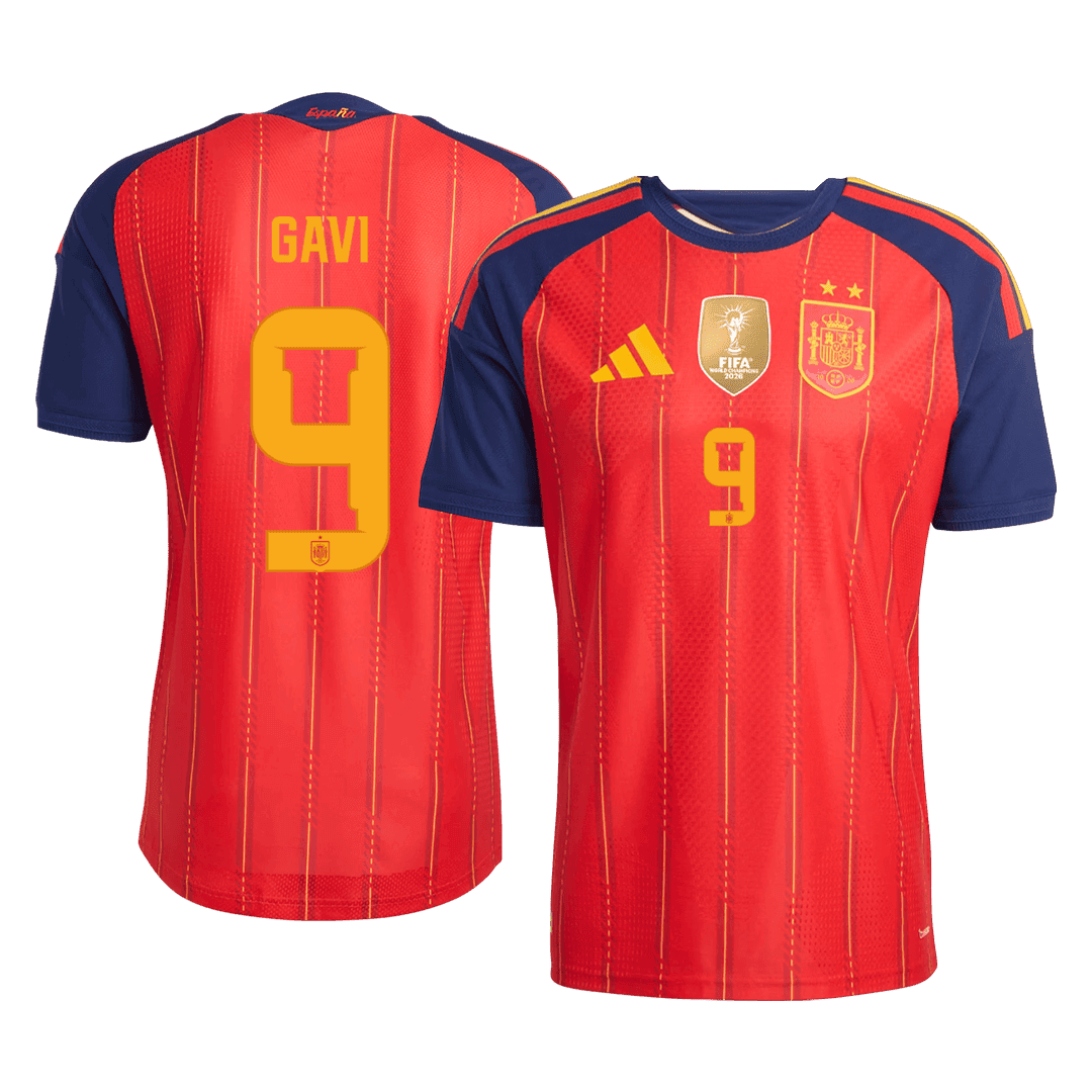 GAVI #9 Spania Hjemmespillerversjon Jersey World Cup 2026 - Champion