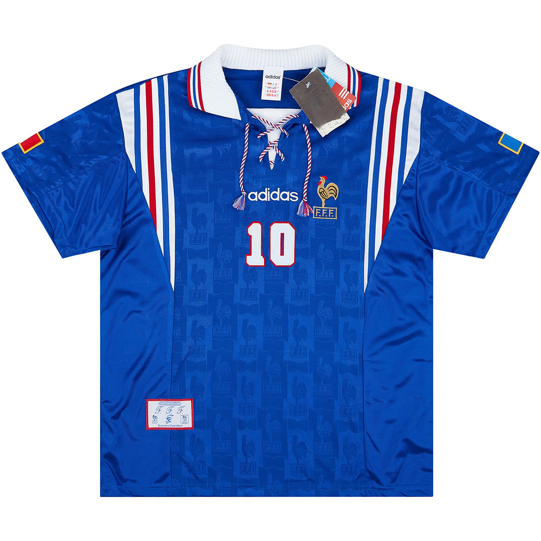 Retro-trøye Zidane #10 Frankrike hjemme-EM 1996