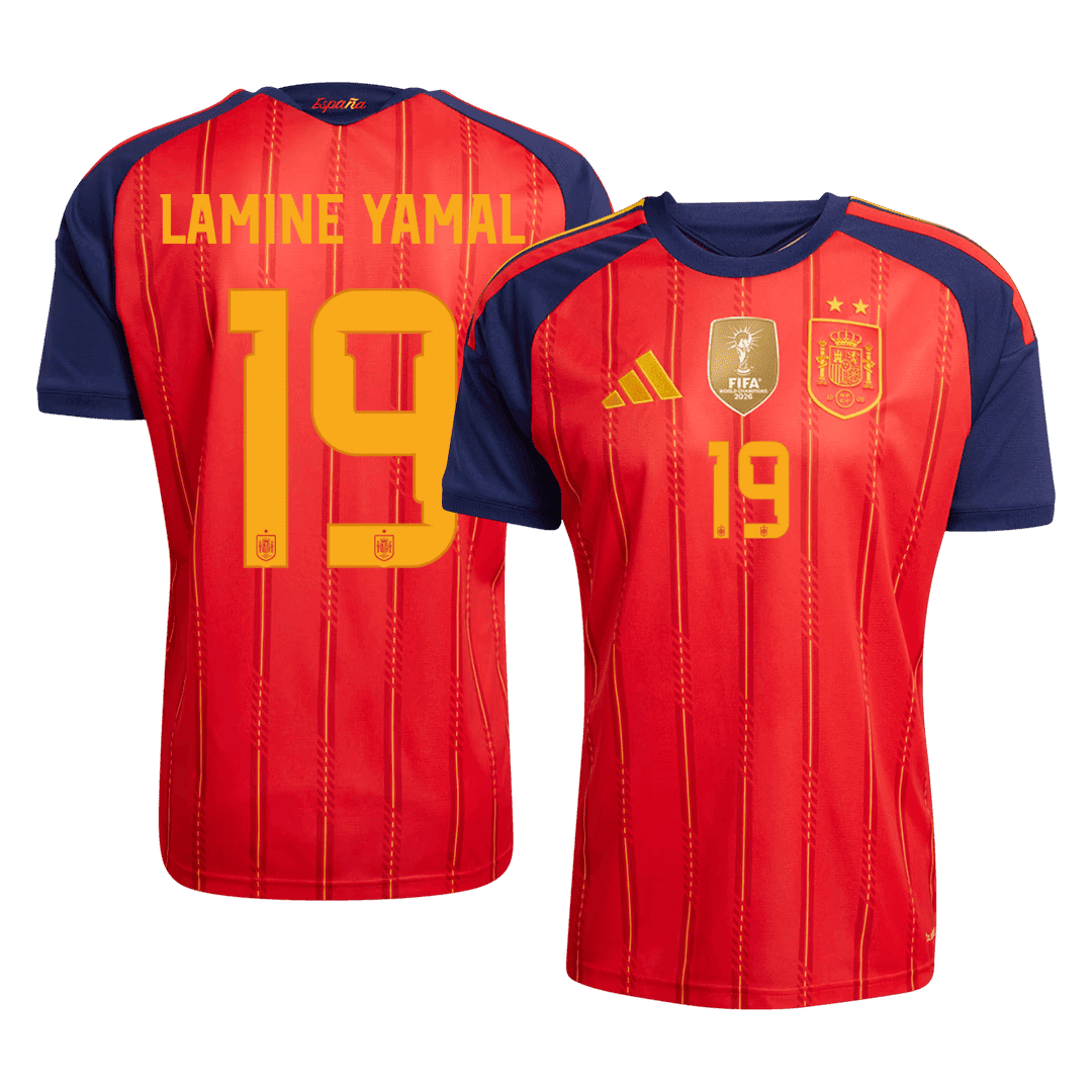 LAMINE YAMAL #19 Spania Hjemmespillerversjon Jersey World Cup 2026 - Champion