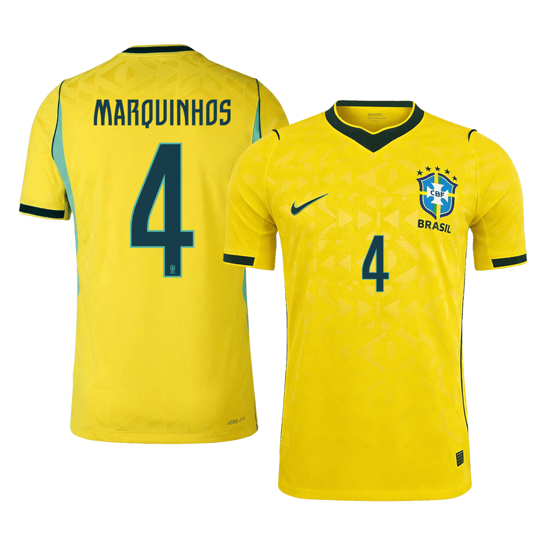 MARQUINHOS #4 Brasil Hjemmespillerversjon Jersey World Cup 2026
