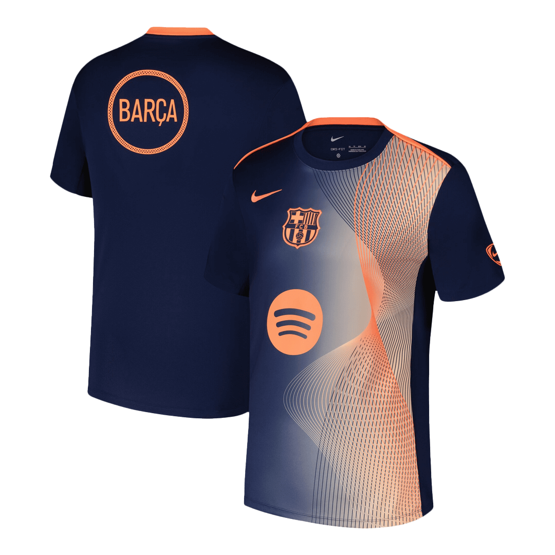 Barcelona Fotballdrakt før kampen 2025/26 oransje og svart