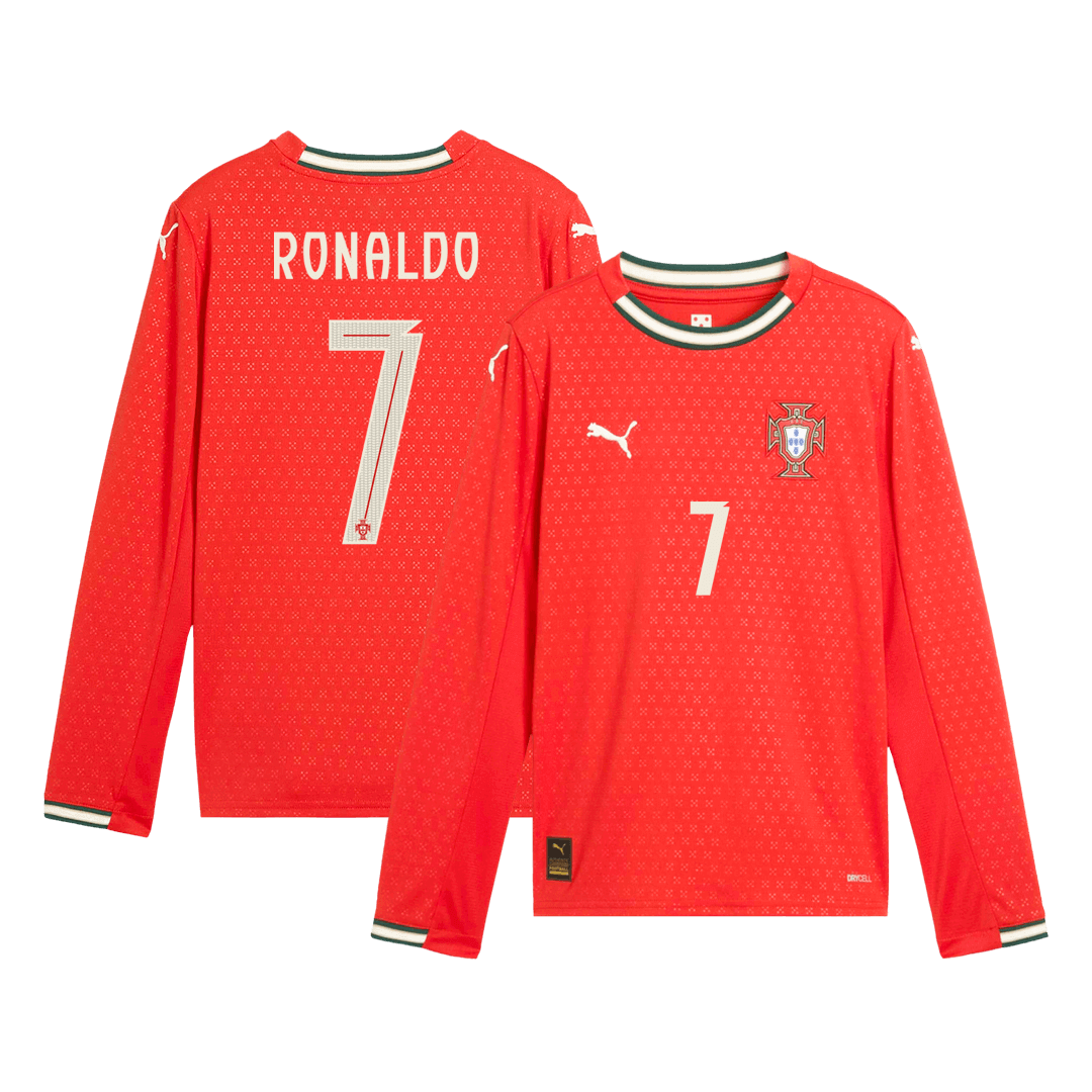RONALDO #7 Portugal hjemmefotballdrakt med lange ermer 2025