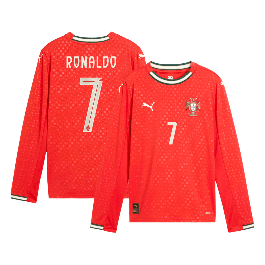 RONALDO #7 Portugal hjemmefotballdrakt med lange ermer 2025