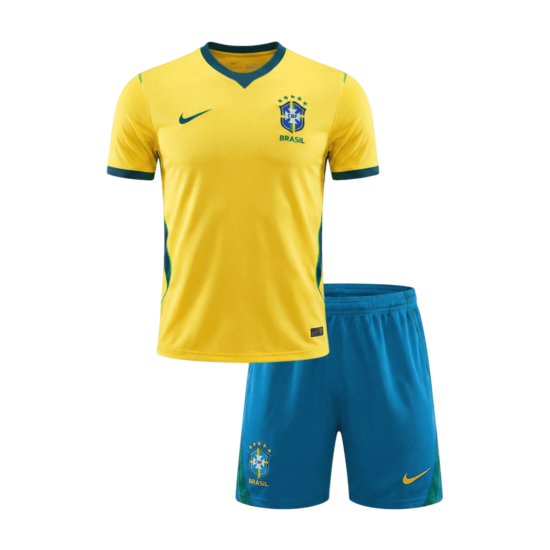 Brasil hjemme fotballdrakter for barn til verdensmesterskapet i 2026