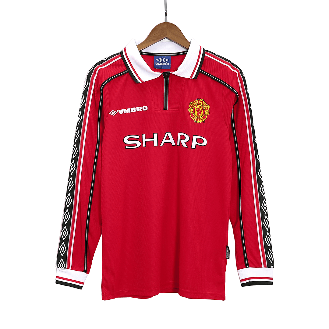 Retro fotballdrakt Manchester United Hjemmelangermet 1998/99