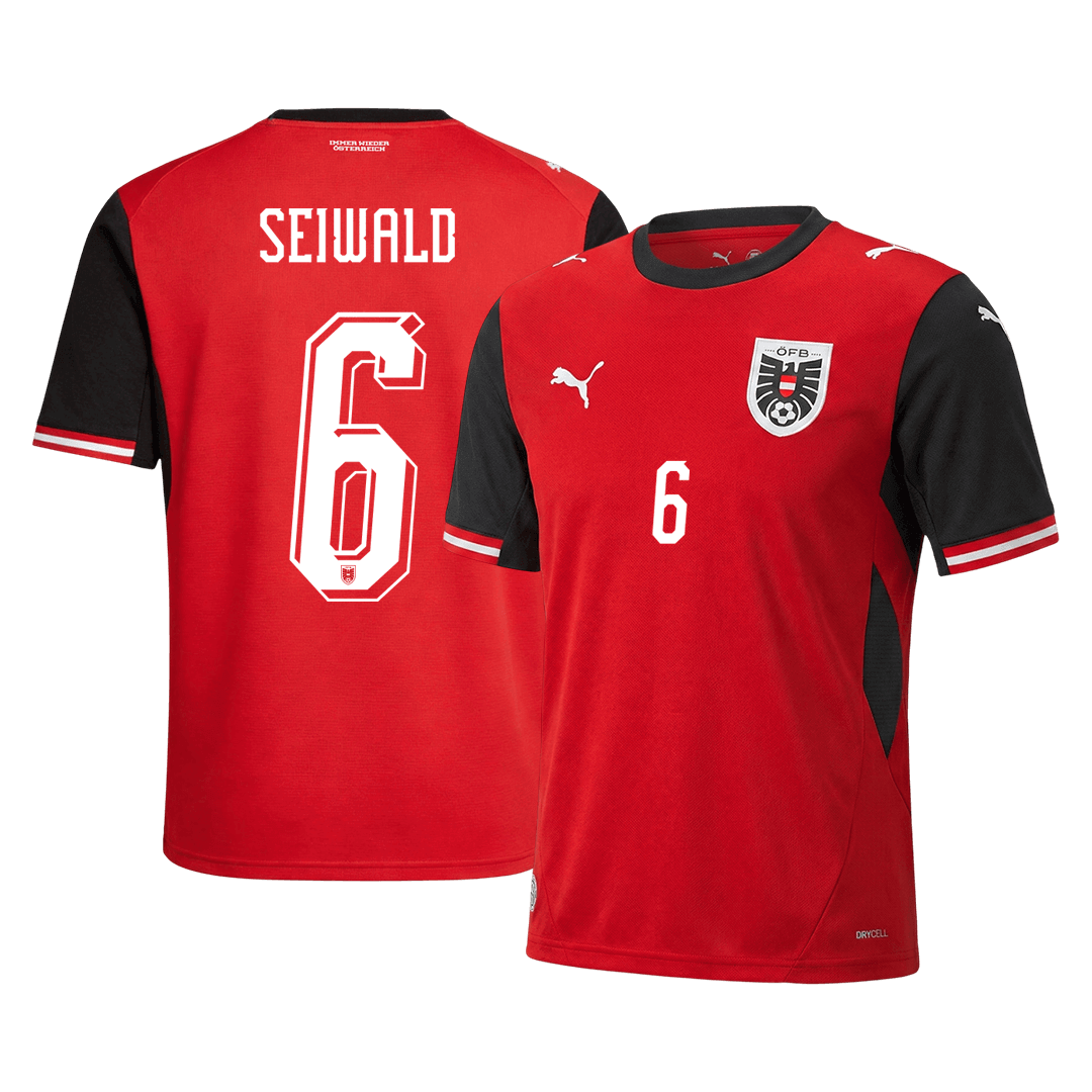 SEIWALD#6 Østerrike Hjemmefotballdrakt VM 2026 Rød