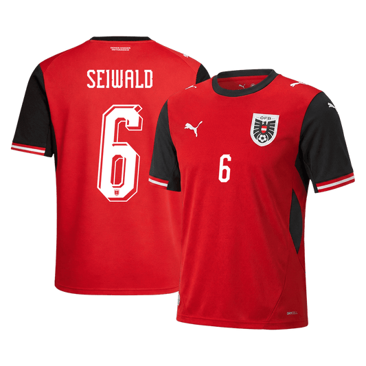 SEIWALD#6 Østerrike Hjemmefotballdrakt VM 2026 Rød