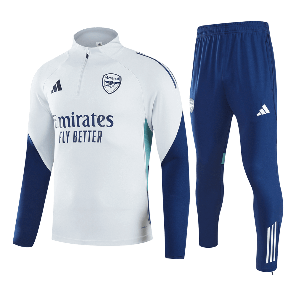 Arsenal 1/4 vetoketjullinen verryttelypuku 2025/26, valkoinen