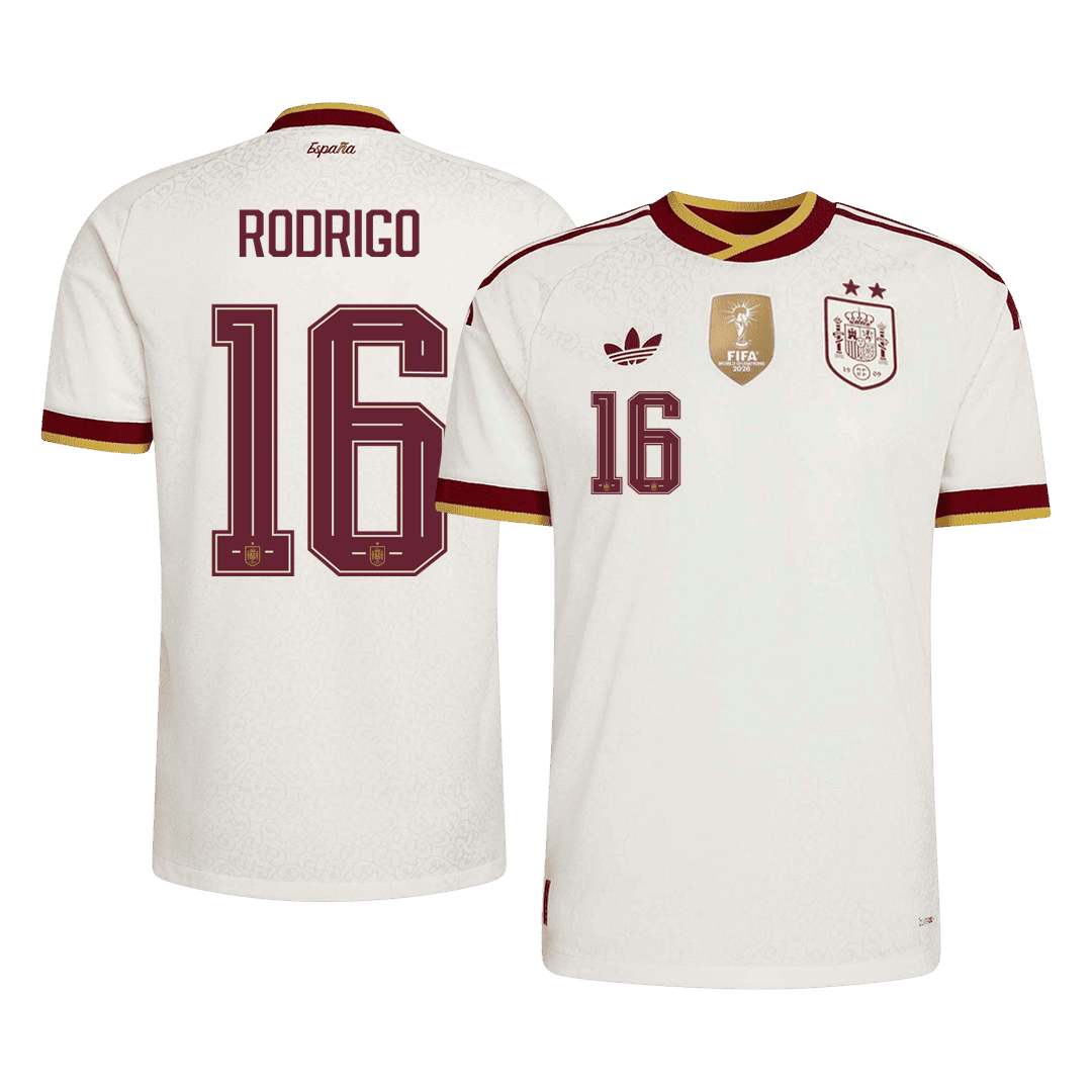 RODRIGO #16 Spania Bortespillerversjon Jersey World Cup 2026 - Champion