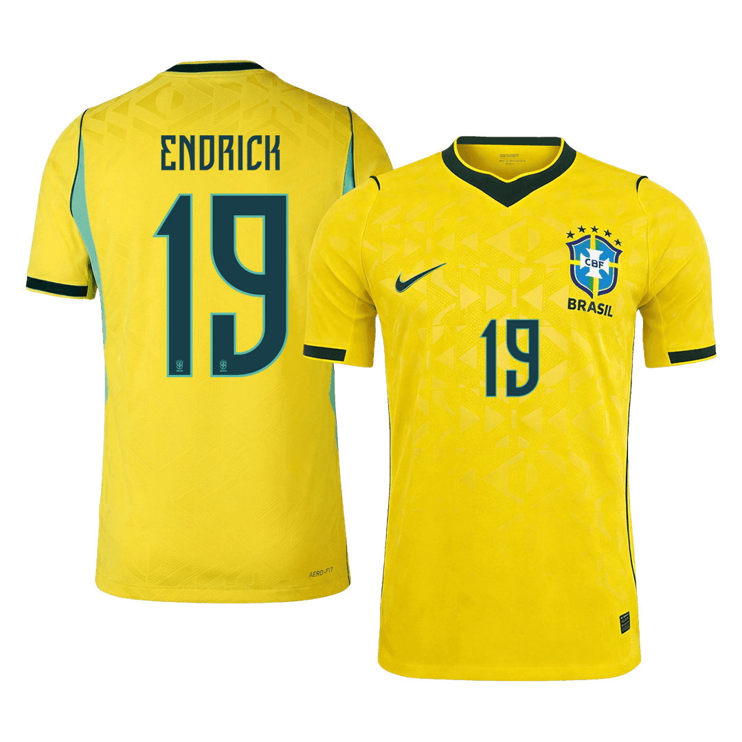 ENDRICK #19 Brasil Hjemmespillerversjon Jersey World Cup 2026