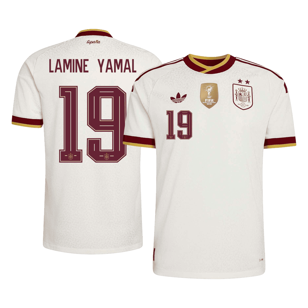 LAMINE YAMAL #19 Spania Bortespillerversjon Jersey World Cup 2026 - Champion