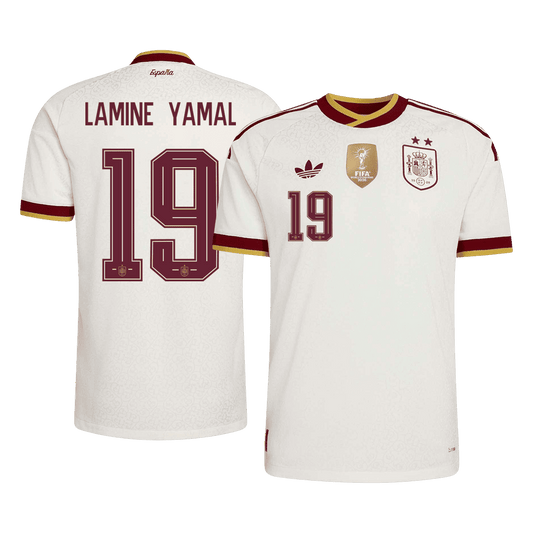 LAMINE YAMAL #19 Spania Bortespillerversjon Jersey World Cup 2026 - Champion