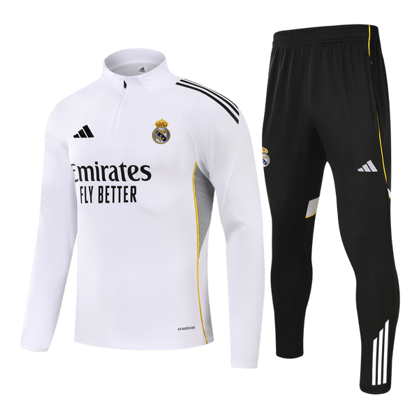 Real Madrid 1/4 vetoketjullinen verryttelypuku 2025/26 Lapset Valkoinen