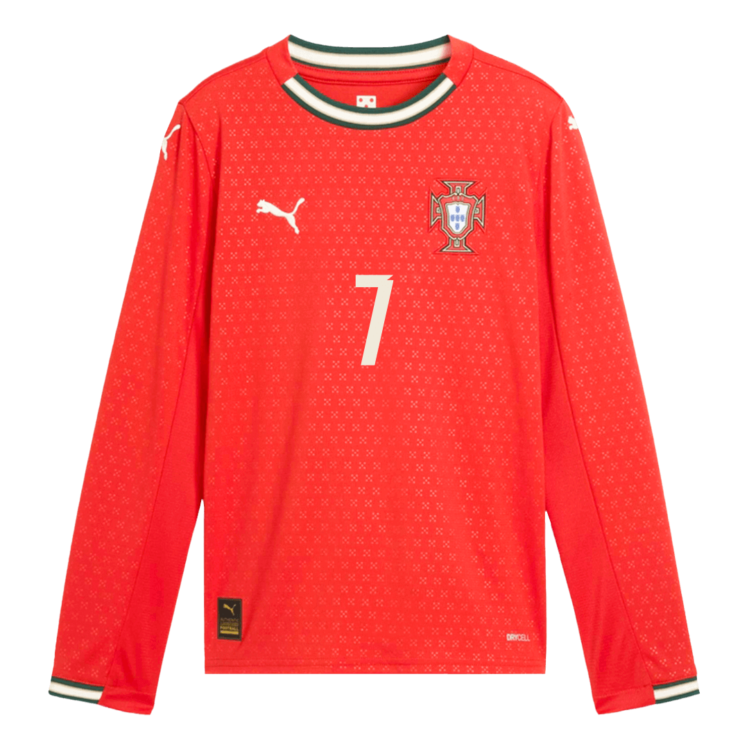 RONALDO #7 Portugal hjemmefotballdrakt med lange ermer 2025