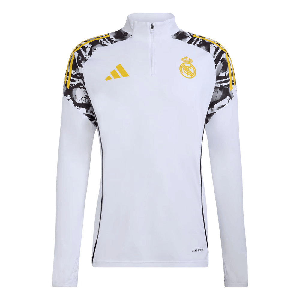 Real Madrid 1/4 vetoketjullinen verryttelypuku 2025/26, valkoinen