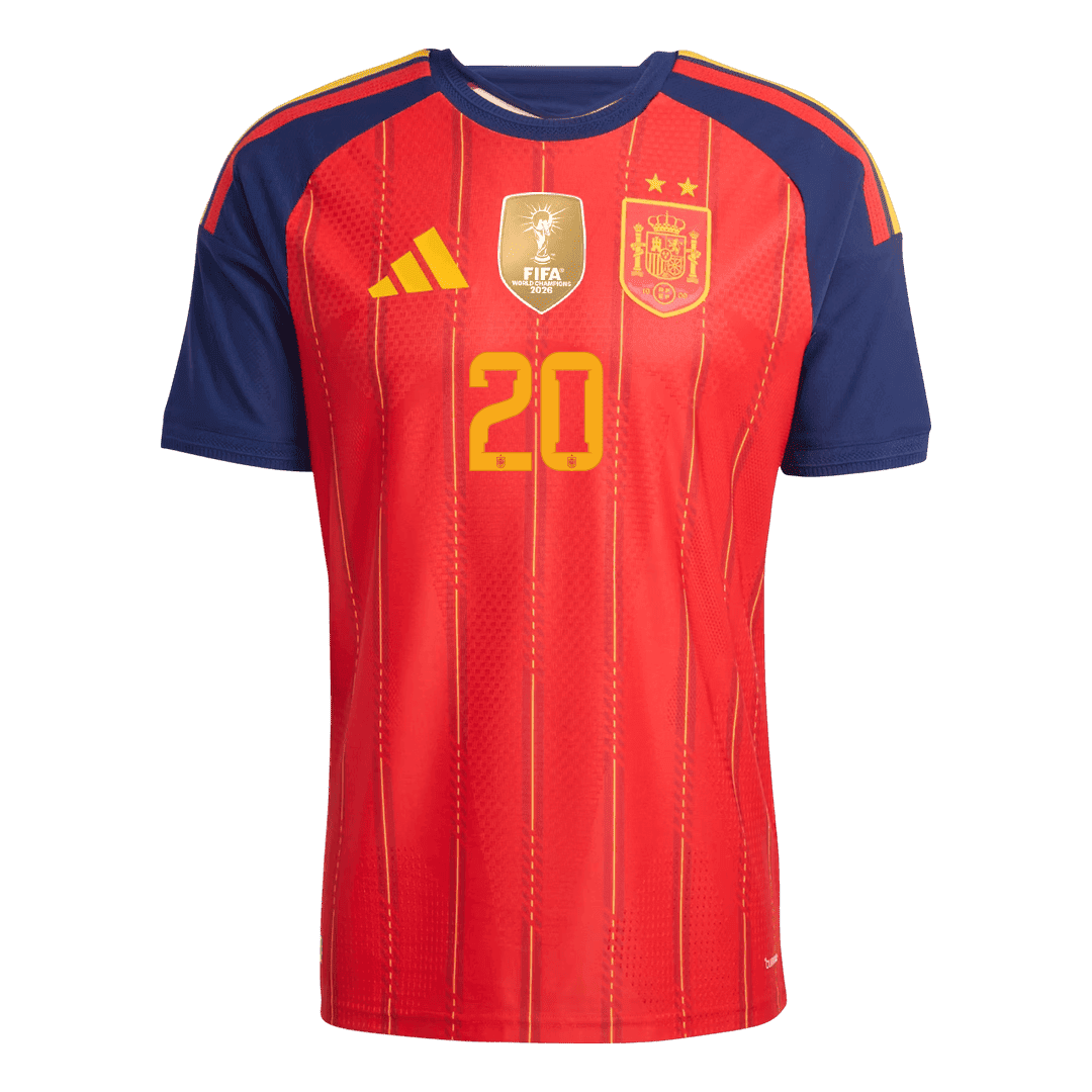 PEDRI #20 Spania Hjemmespillerversjon Jersey World Cup 2026 - Champion